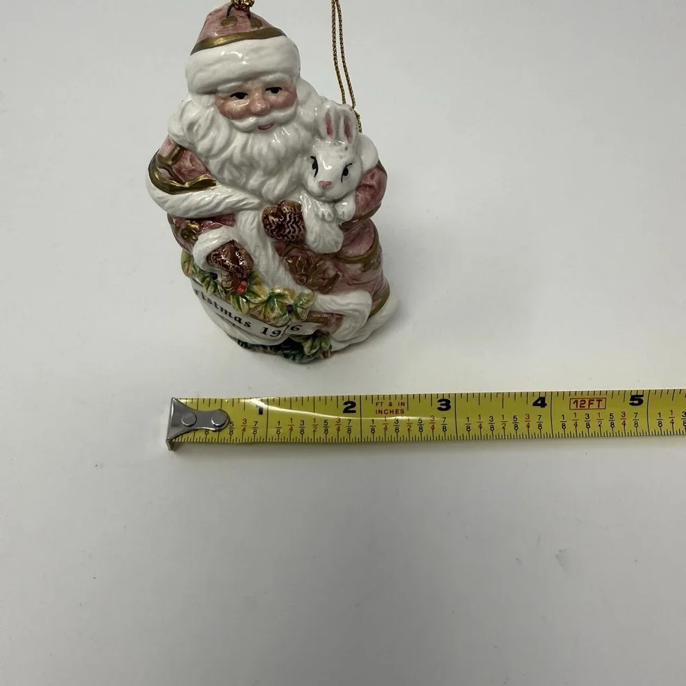 Vintage Fitz & Floyd Snowy Woods Santa Rabbit 1996 Ornament Annual Christmas